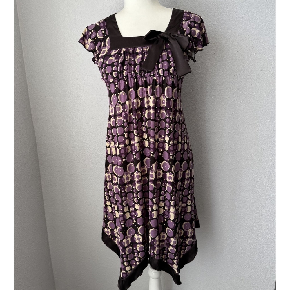 Vintage Speechless Y2K 2000s Polka Dots Brown Lavender Asymmetrical Point Hem